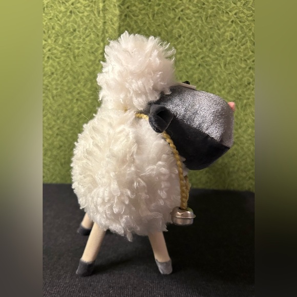 Wooly Sheep Figural Figurine Country Decor Stuffed Head Plastic Eyes - Picture 4 of 8